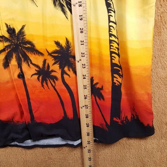 HUGO BOSS Shirt Mens XL Red Sunset Button Up Short Sleeve Hawaiian ELLINO $148 - Picture 10 of 11